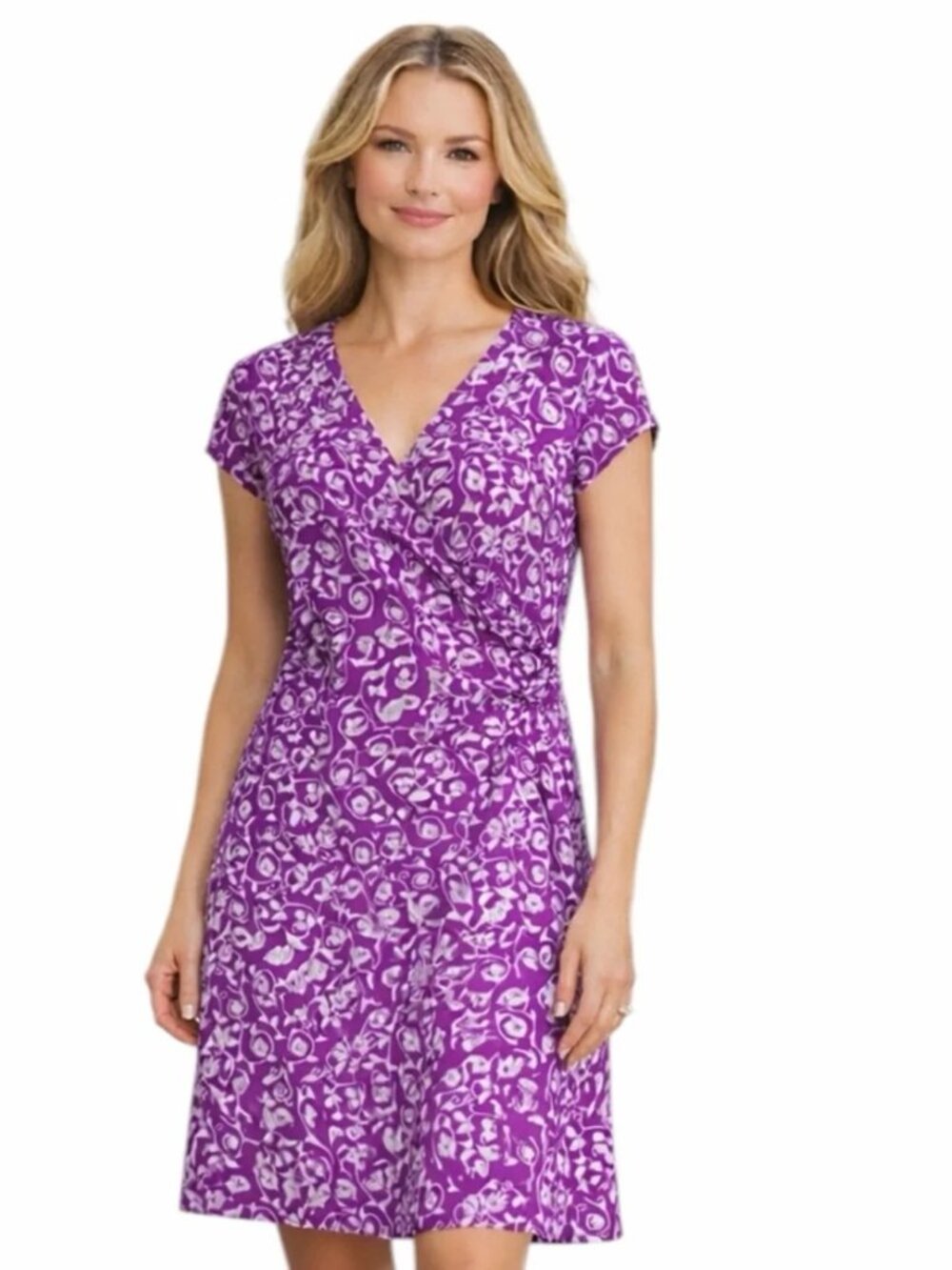 EUC AthletaΒ Nectar FauxβWrap Dress, Purple/White Pattern, XS Petite